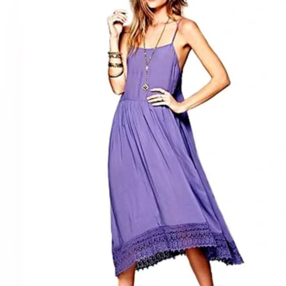 Free People Easy Breezy Crochet Slip Dress EUC